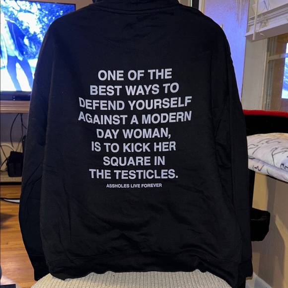 Alf Other - BNWOT ASSHOLES LIVE FOREVER Black Graphic Hoodie LARGE